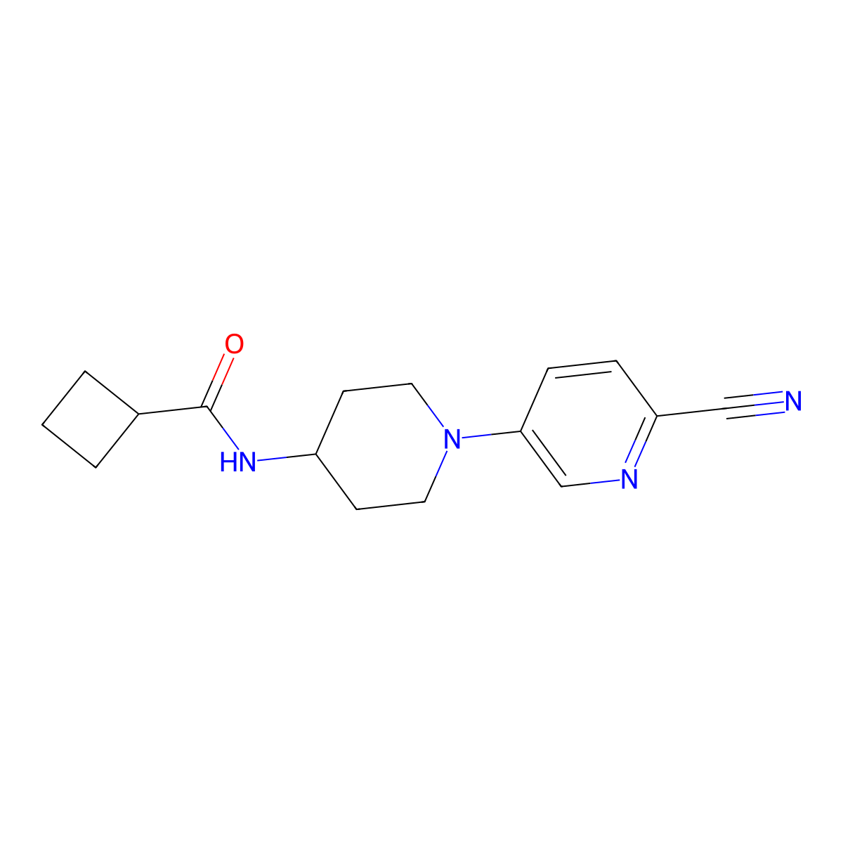 N-[1-(6-cyanopyridin-3-yl)piperidin-4-yl]cyclobutanecarboxamide molecular structure, CAS 2877664-70-3