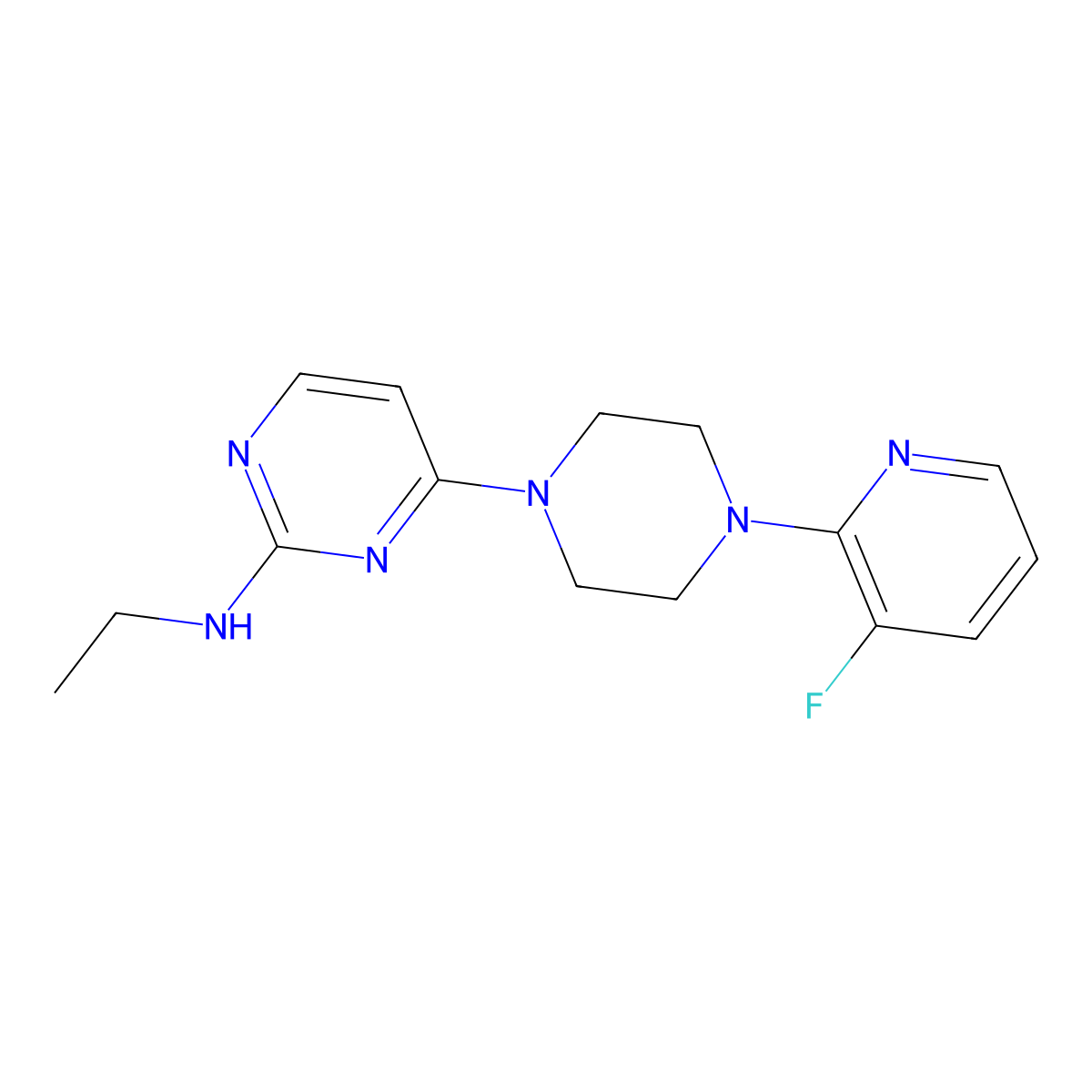 N-ethyl-4-[4-(3-fluoropyridin-2-yl)piperazin-1-yl]pyrimidin-2-amine molecular structure, CAS 2877664-75-8