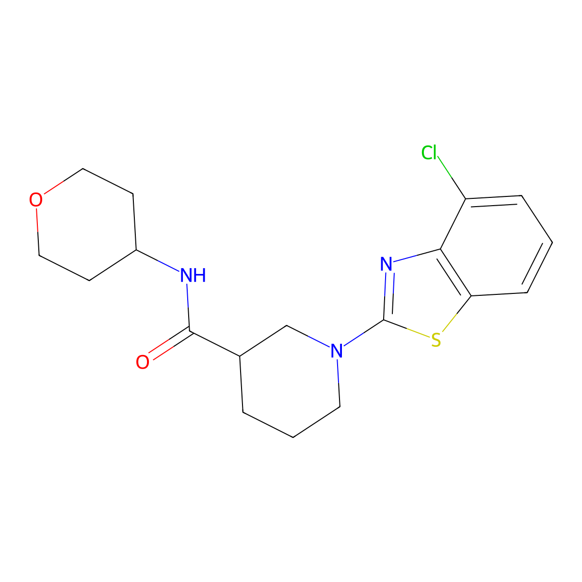 1-(4-chloro-1,3-benzothiazol-2-yl)-N-(oxan-4-yl)piperidine-3-carboxamide molecular structure, CAS 2877664-80-5