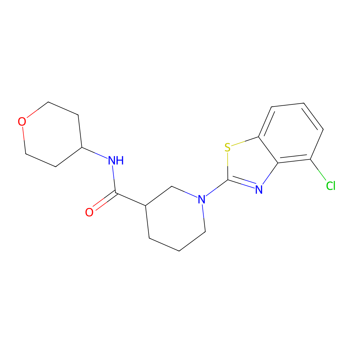 1-(4-chloro-1,3-benzothiazol-2-yl)-N-(oxan-4-yl)piperidine-3-carboxamide molecular structure, CAS 2877664-80-5