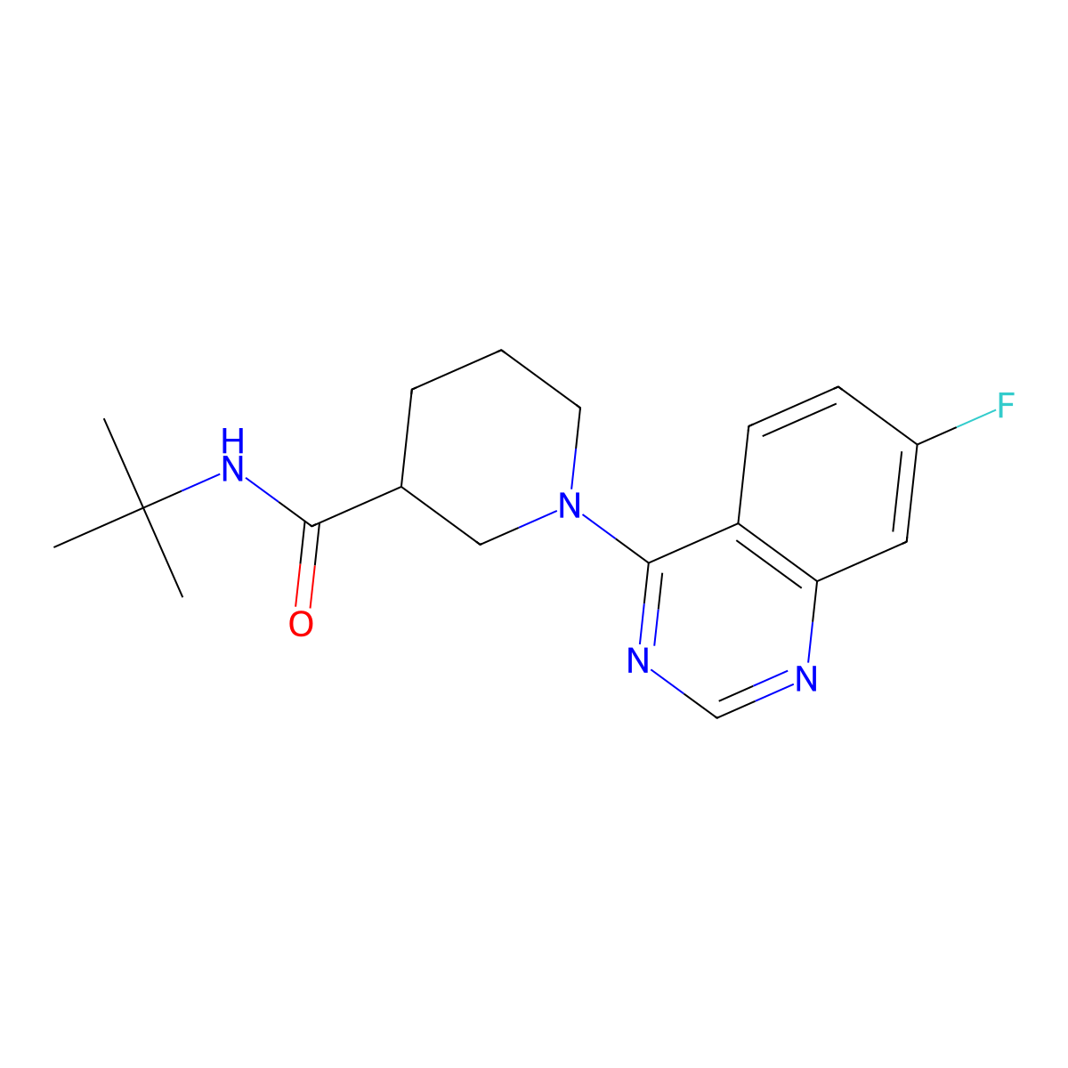 N-tert-butyl-1-(7-fluoroquinazolin-4-yl)piperidine-3-carboxamide molecular structure, CAS 2877664-82-7