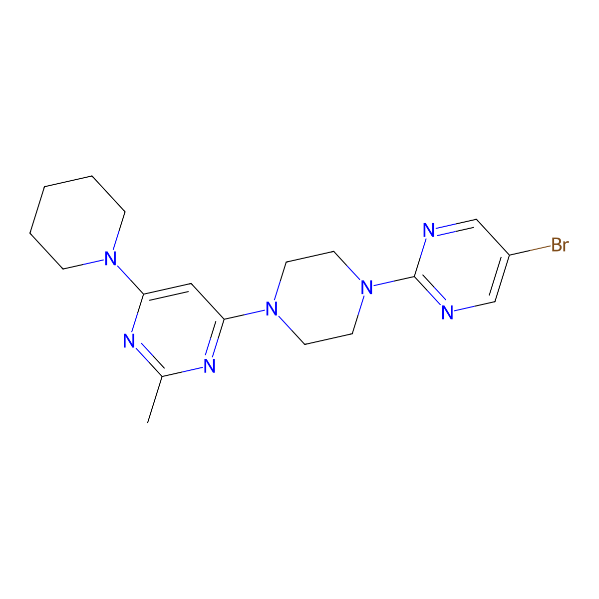 4-[4-(5-Bromopyrimidin-2-yl)piperazin-1-yl]-2-methyl-6-(piperidin-1-yl)pyrimidine molecular structure, CAS 2877664-84-9