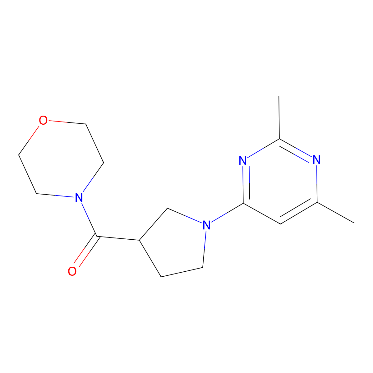 4-[1-(2,6-Dimethylpyrimidin-4-yl)pyrrolidine-3-carbonyl]morpholine molecular structure, CAS 2877665-82-0