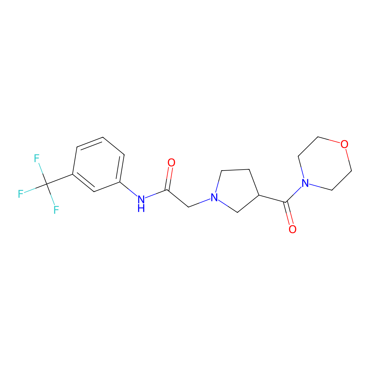 2-[3-(morpholine-4-carbonyl)pyrrolidin-1-yl]-N-[3-(trifluoromethyl)phenyl]acetamide molecular structure, CAS 2877665-85-3
