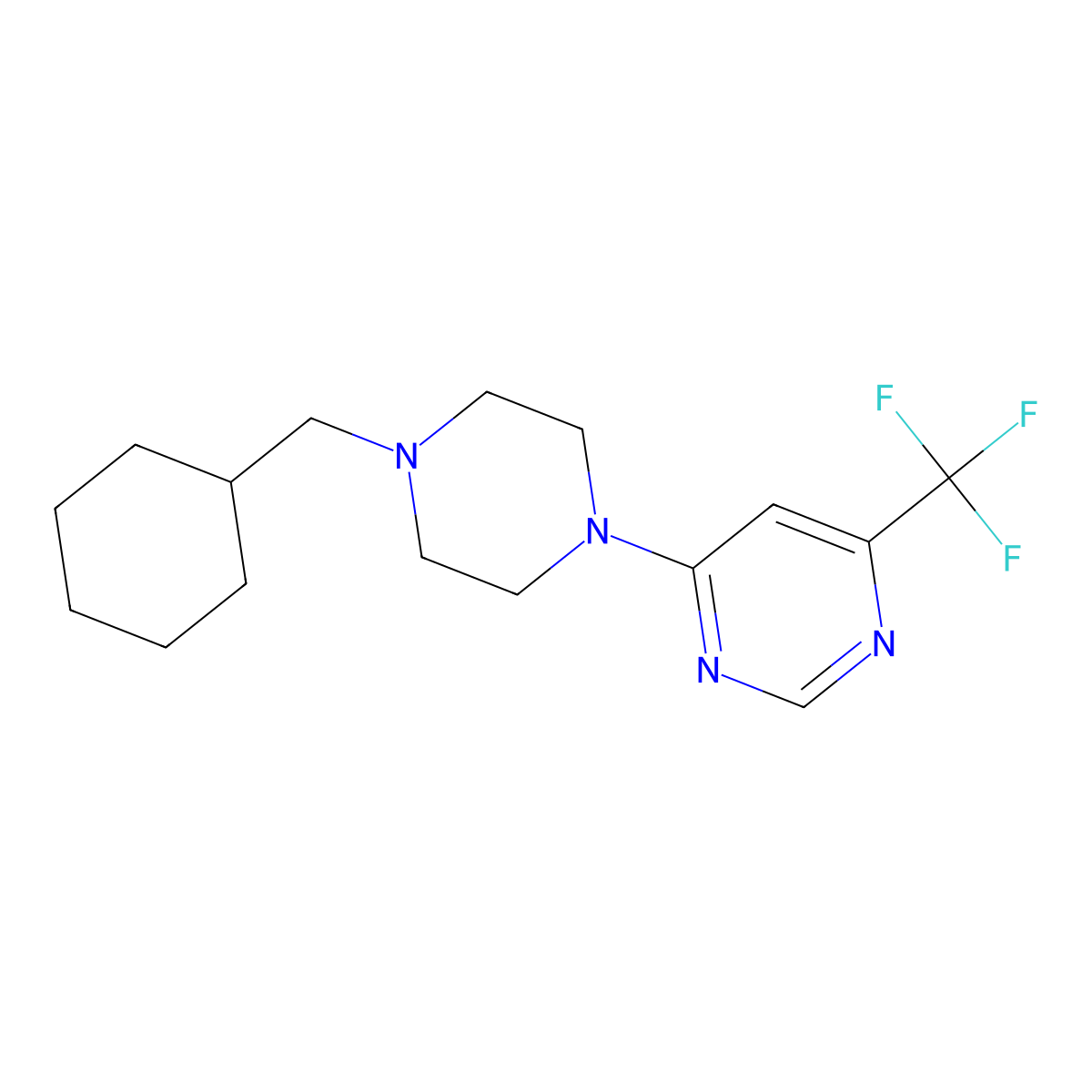 4-[4-(Cyclohexylmethyl)piperazin-1-yl]-6-(trifluoromethyl)pyrimidine molecular structure, CAS 2877665-86-4