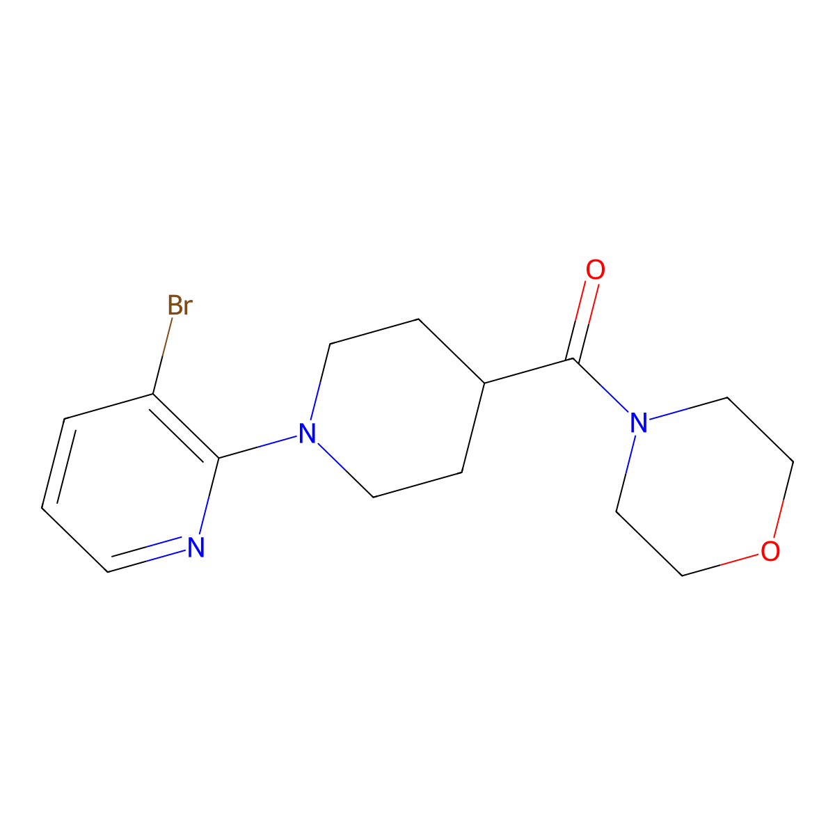 4-[1-(3-Bromopyridin-2-yl)piperidine-4-carbonyl]morpholine molecular structure, CAS 2877665-87-5