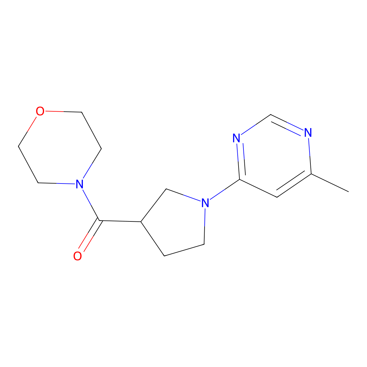 4-[1-(6-Methylpyrimidin-4-yl)pyrrolidine-3-carbonyl]morpholine molecular structure, CAS 2877665-90-0