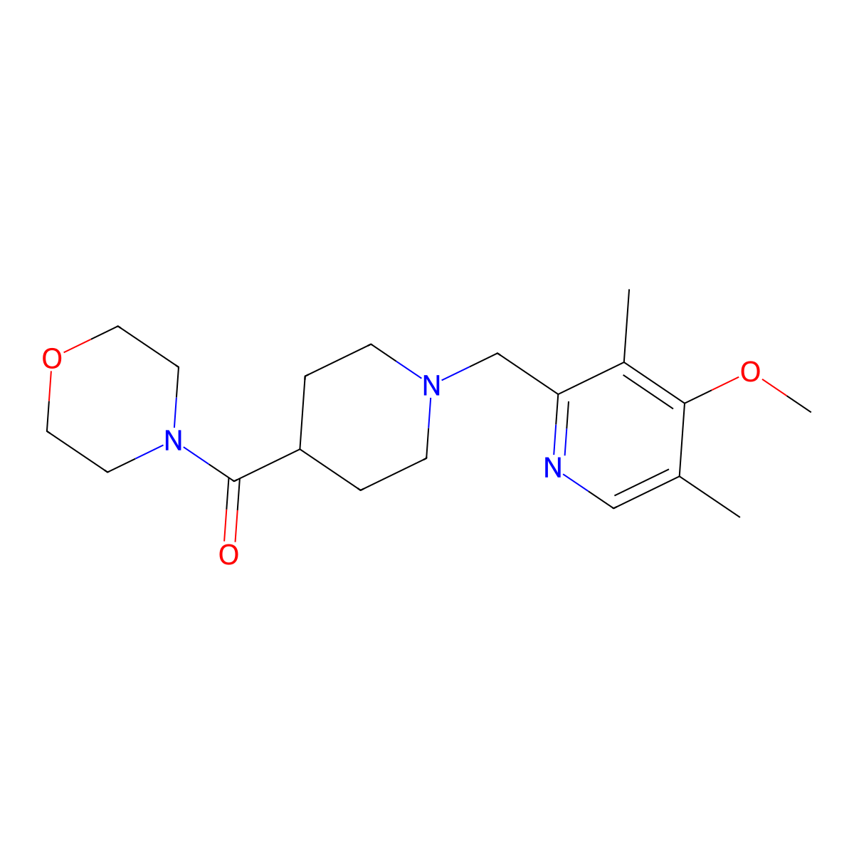 4-{1-[(4-Methoxy-3,5-dimethylpyridin-2-yl)methyl]piperidine-4-carbonyl}morpholine molecular structure, CAS 2877665-94-4