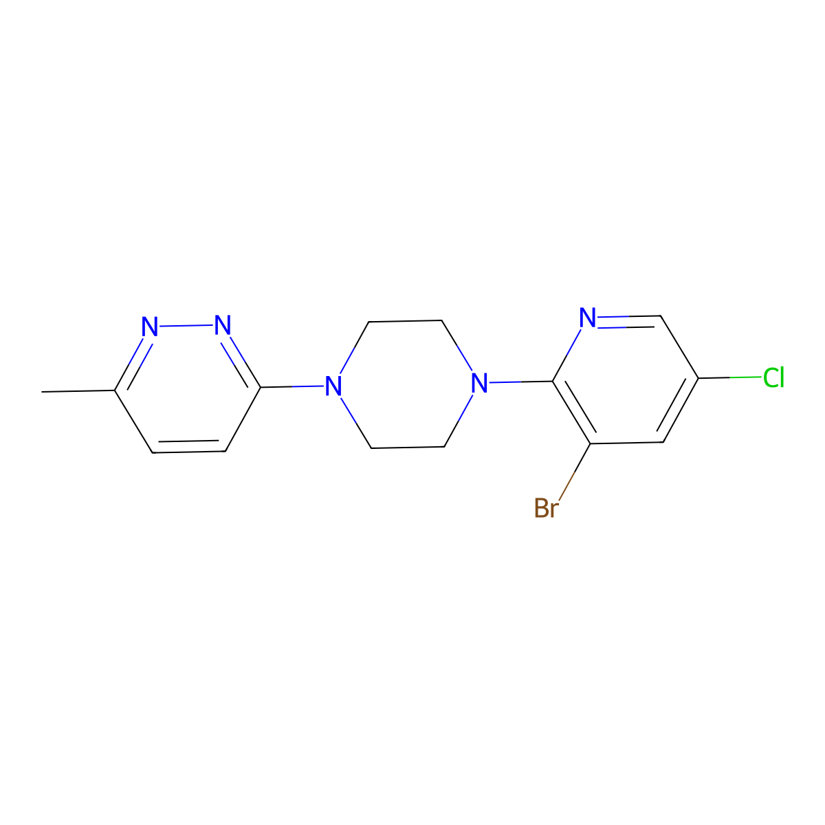 3-[4-(3-Bromo-5-chloropyridin-2-yl)piperazin-1-yl]-6-methylpyridazine molecular structure, CAS 2877665-99-9