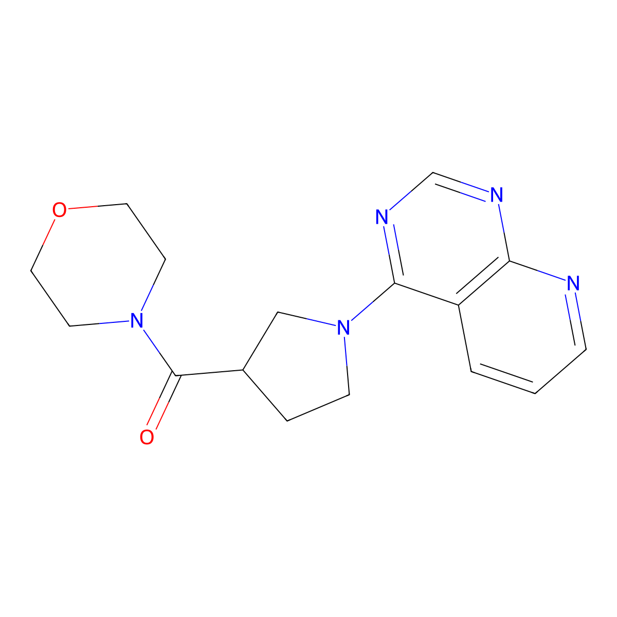 4-(1-{Pyrido[2,3-d]pyrimidin-4-yl}pyrrolidine-3-carbonyl)morpholine molecular structure, CAS 2877666-04-9