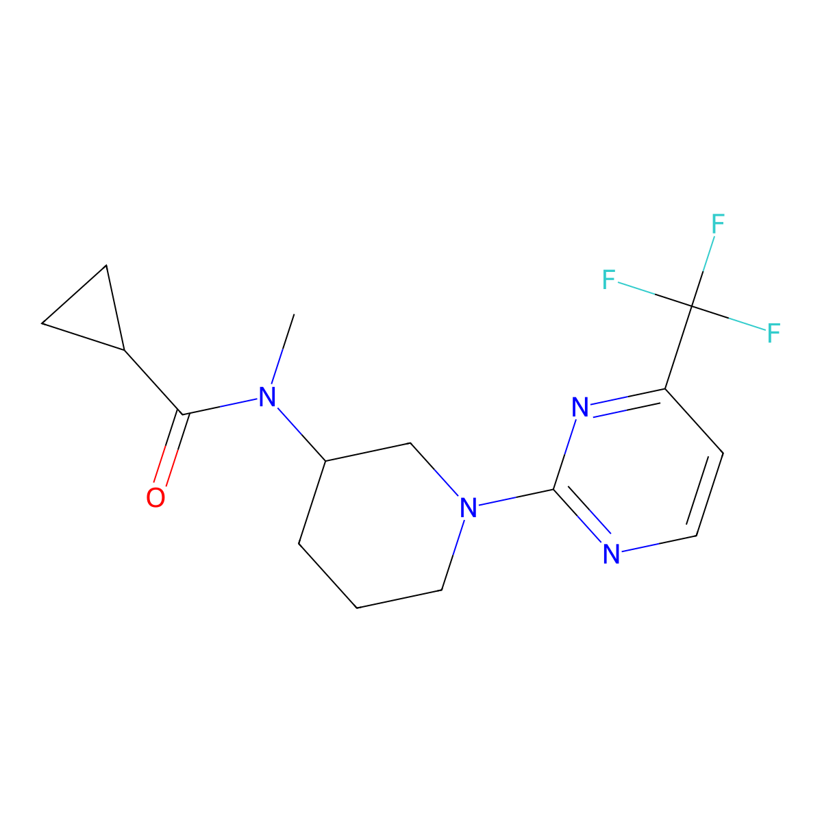 N-methyl-N-{1-[4-(trifluoromethyl)pyrimidin-2-yl]piperidin-3-yl}cyclopropanecarboxamide molecular structure, CAS 2877666-05-0