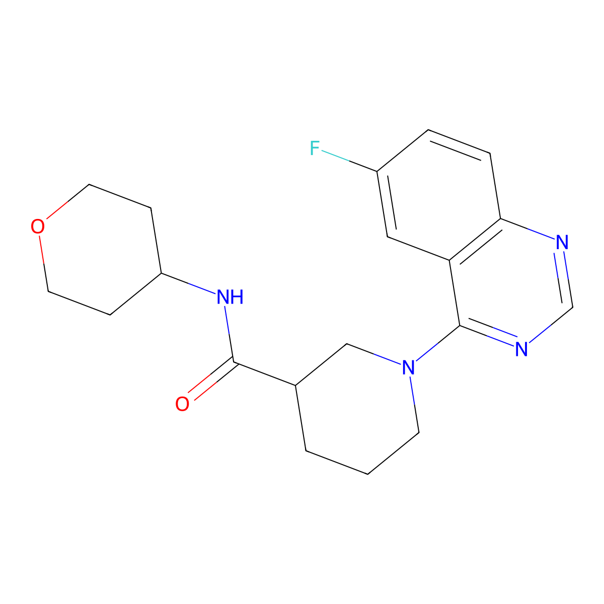 1-(6-fluoroquinazolin-4-yl)-N-(oxan-4-yl)piperidine-3-carboxamide molecular structure, CAS 2877666-07-2