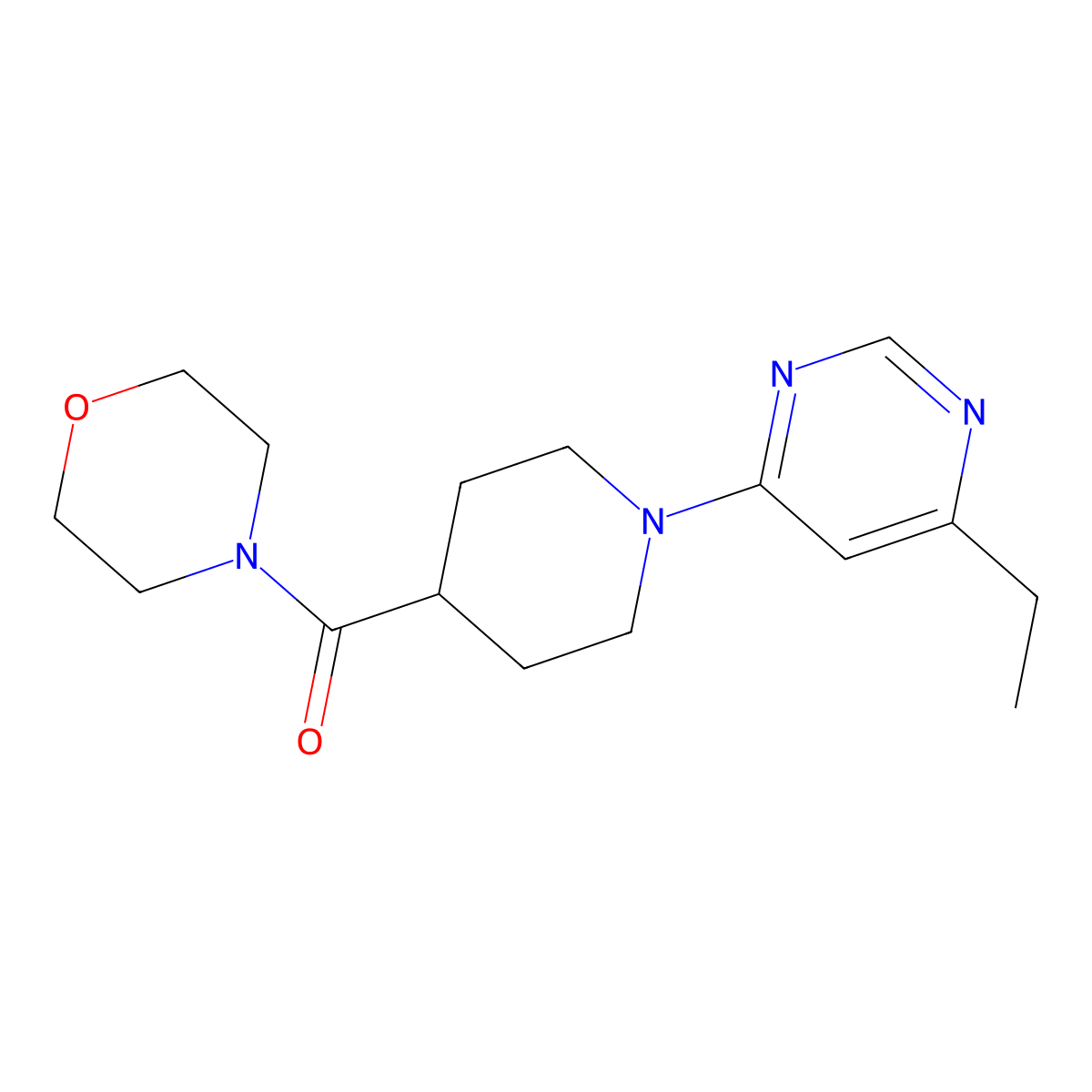 4-[1-(6-Ethylpyrimidin-4-yl)piperidine-4-carbonyl]morpholine molecular structure, CAS 2877666-13-0