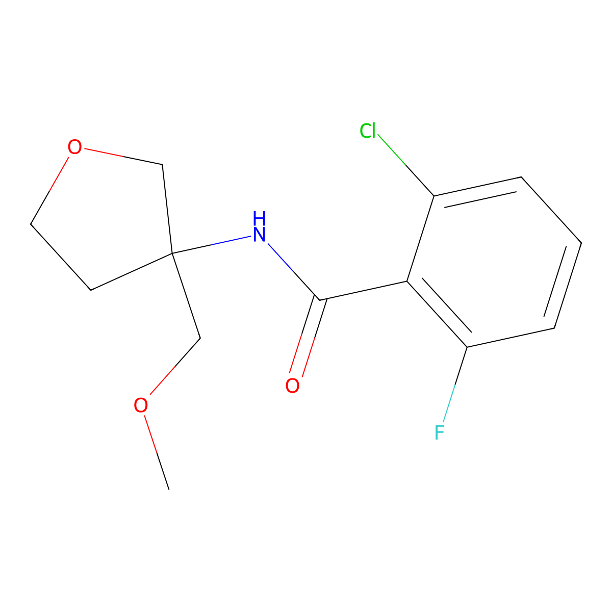 2-chloro-6-fluoro-N-[3-(methoxymethyl)oxolan-3-yl]benzamide molecular structure, CAS 2877666-17-4