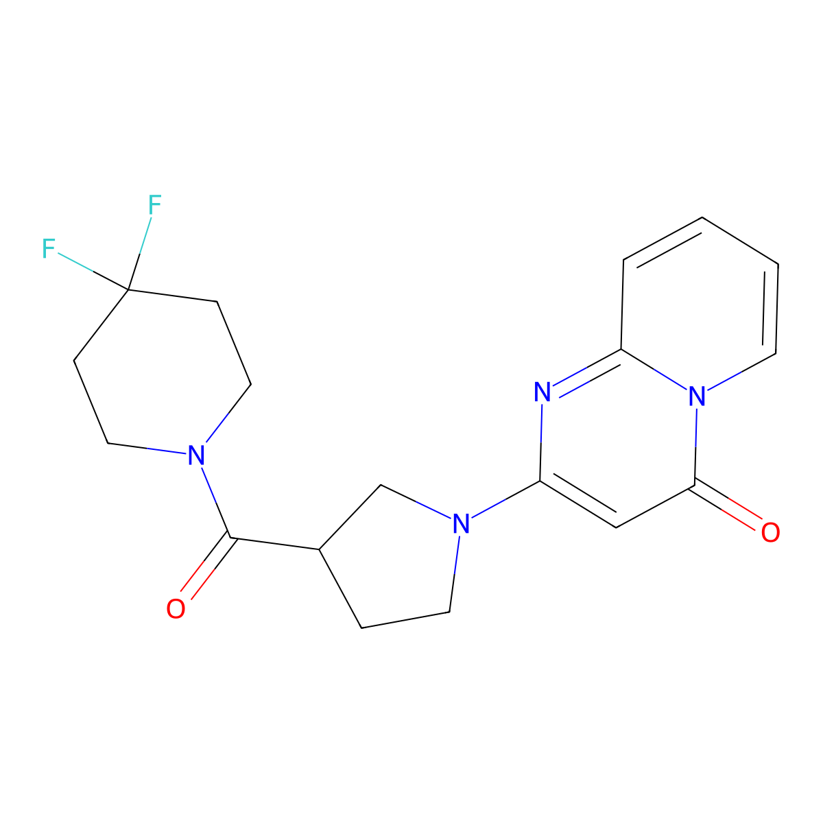 2-[3-(4,4-difluoropiperidine-1-carbonyl)pyrrolidin-1-yl]-4H-pyrido[1,2-a]pyrimidin-4-one molecular structure, CAS 2877666-33-4