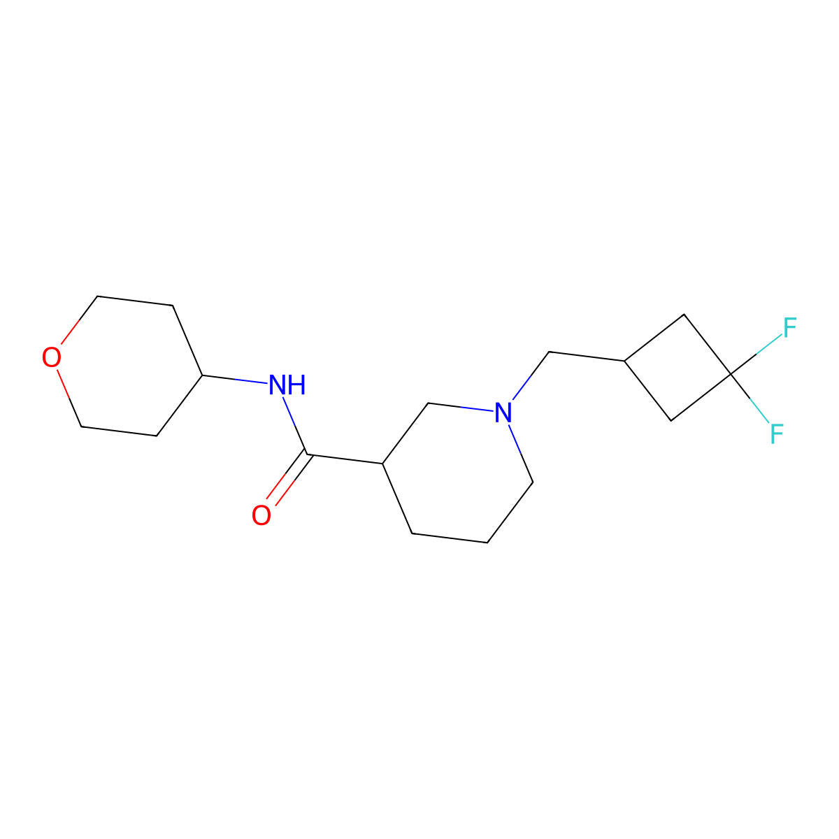 1-[(3,3-difluorocyclobutyl)methyl]-N-(oxan-4-yl)piperidine-3-carboxamide molecular structure, CAS 2877666-35-6