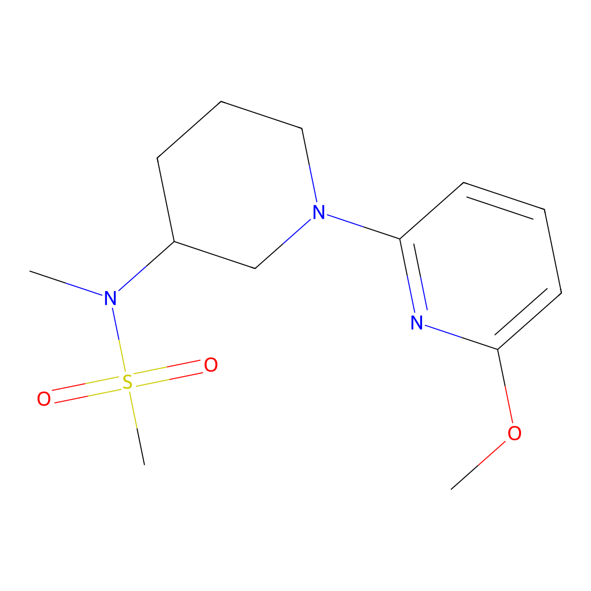N-[1-(6-methoxypyridin-2-yl)piperidin-3-yl]-N-methylmethanesulfonamide molecular structure, CAS 2877666-50-5