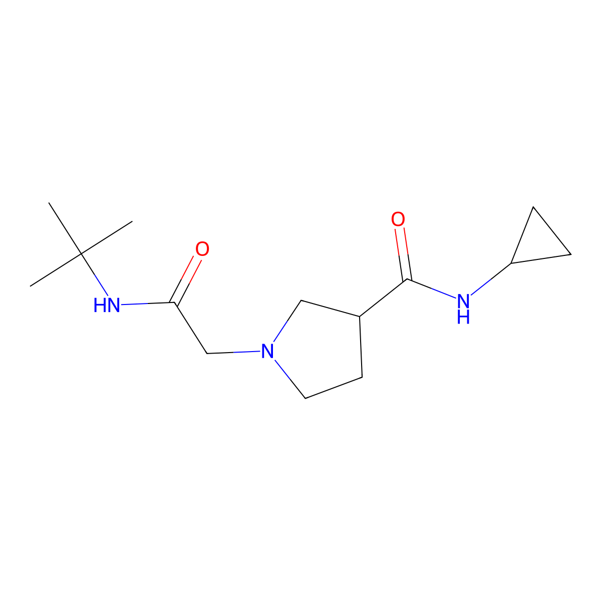 1-[(tert-butylcarbamoyl)methyl]-N-cyclopropylpyrrolidine-3-carboxamide molecular structure, CAS 2877666-56-1