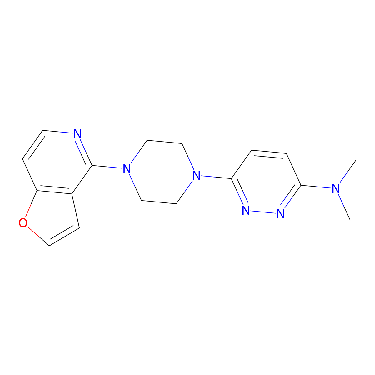 6-(4-{furo[3,2-c]pyridin-4-yl}piperazin-1-yl)-N,N-dimethylpyridazin-3-amine molecular structure, CAS 2877666-60-7