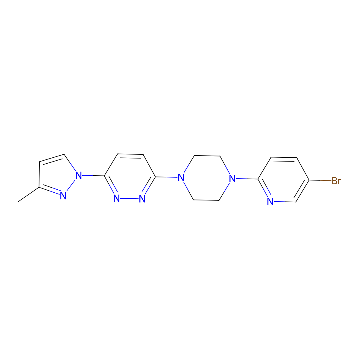 3-[4-(5-bromopyridin-2-yl)piperazin-1-yl]-6-(3-methyl-1H-pyrazol-1-yl)pyridazine molecular structure, CAS 2877666-68-5