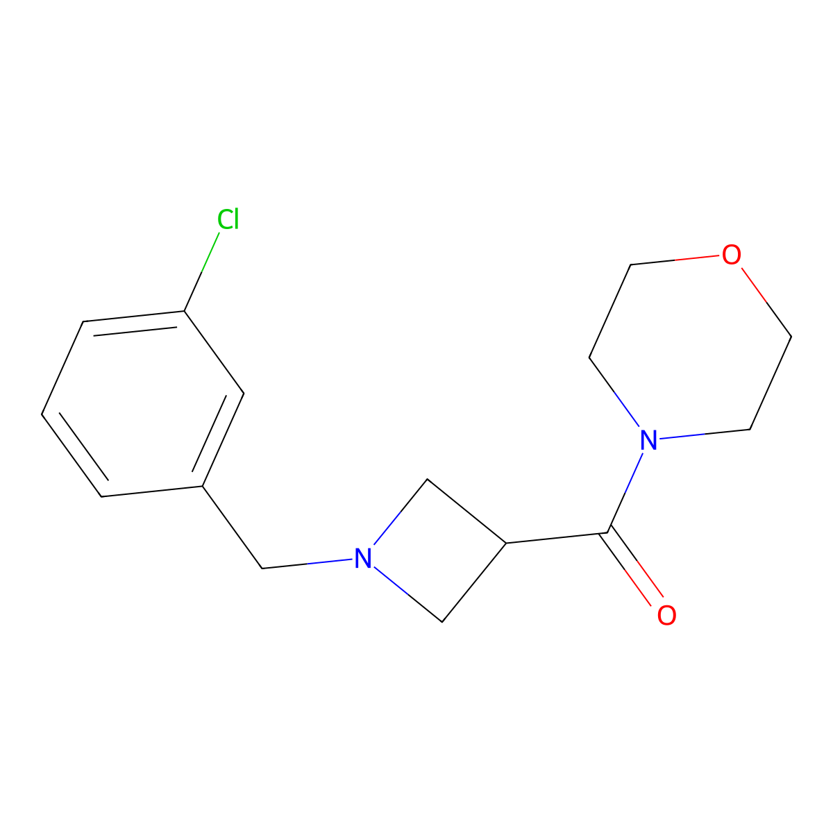 4-{1-[(3-Chlorophenyl)methyl]azetidine-3-carbonyl}morpholine molecular structure, CAS 2877666-70-9