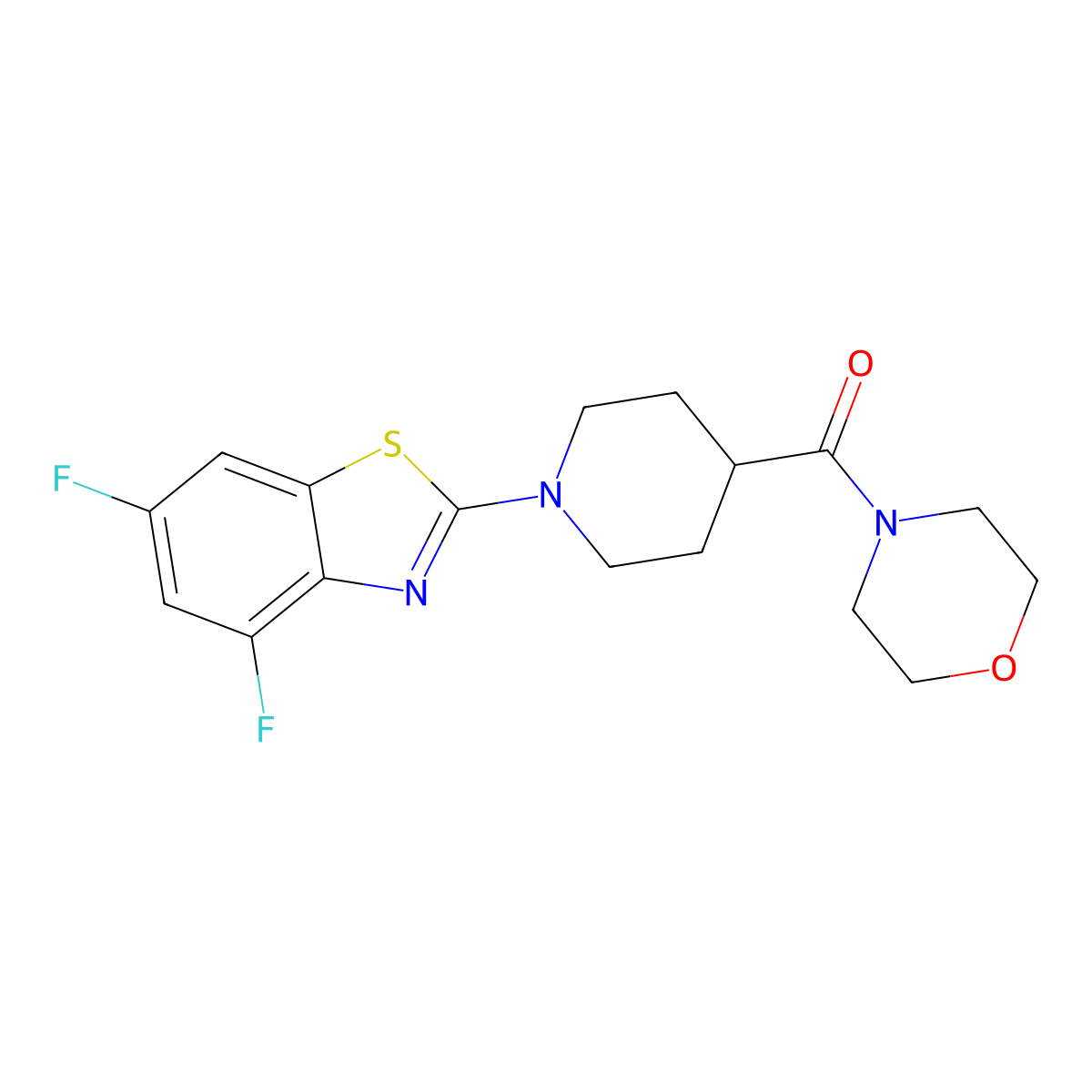 4,6-Difluoro-2-[4-(morpholine-4-carbonyl)piperidin-1-yl]-1,3-benzothiazole molecular structure, CAS 2877666-71-0