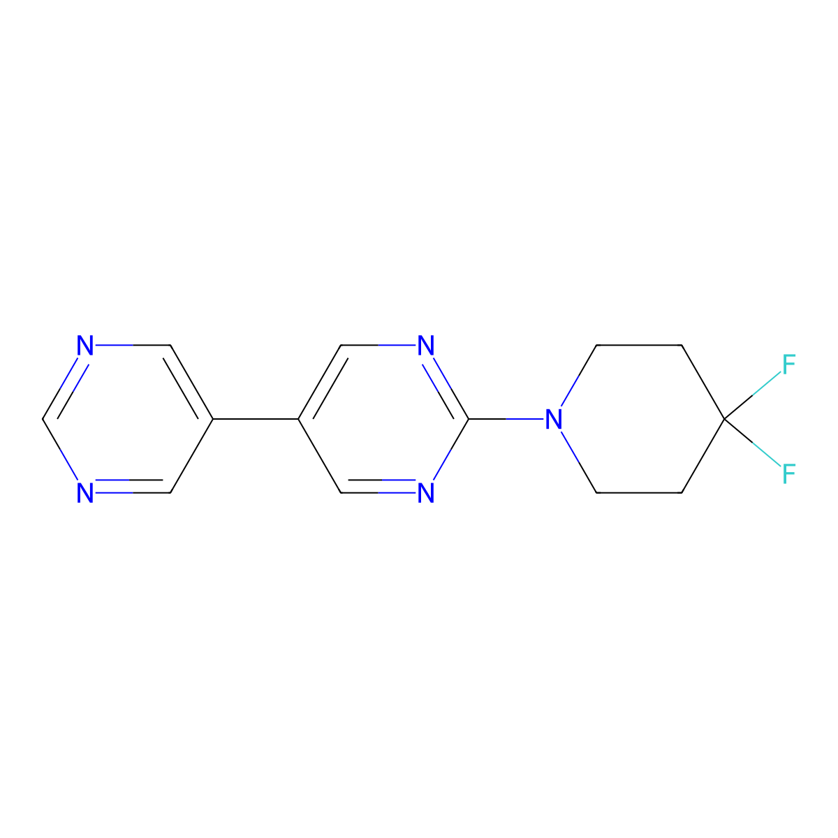 2-(4,4-Difluoropiperidin-1-yl)-5,5'-bipyrimidine molecular structure, CAS 2877666-77-6