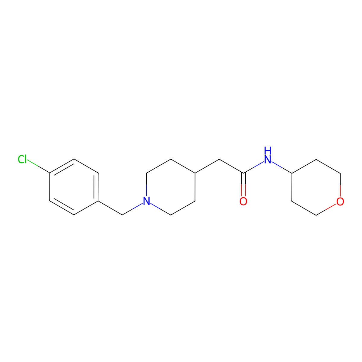2-{1-[(4-chlorophenyl)methyl]piperidin-4-yl}-N-(oxan-4-yl)acetamide molecular structure, CAS 2877666-87-8