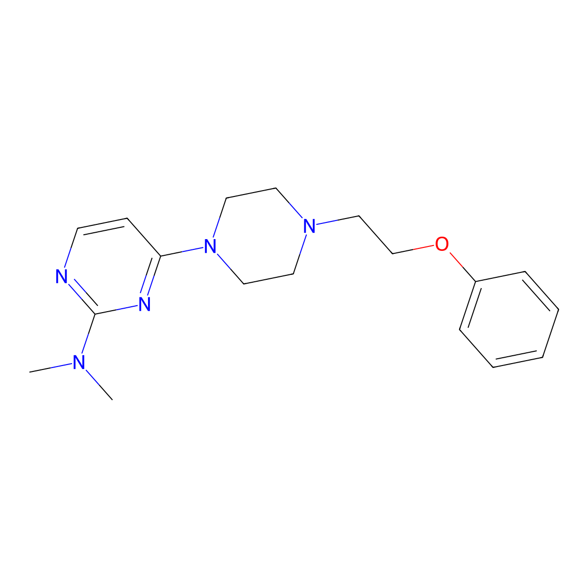 N,N-dimethyl-4-[4-(2-phenoxyethyl)piperazin-1-yl]pyrimidin-2-amine molecular structure, CAS 2877666-97-0