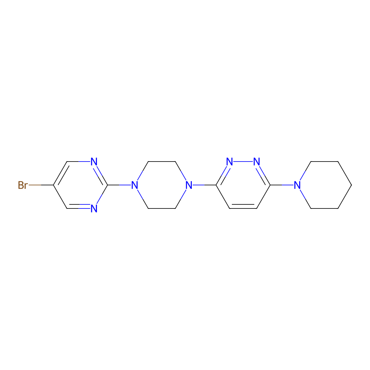 3-[4-(5-Bromopyrimidin-2-yl)piperazin-1-yl]-6-(piperidin-1-yl)pyridazine molecular structure, CAS 2877666-99-2