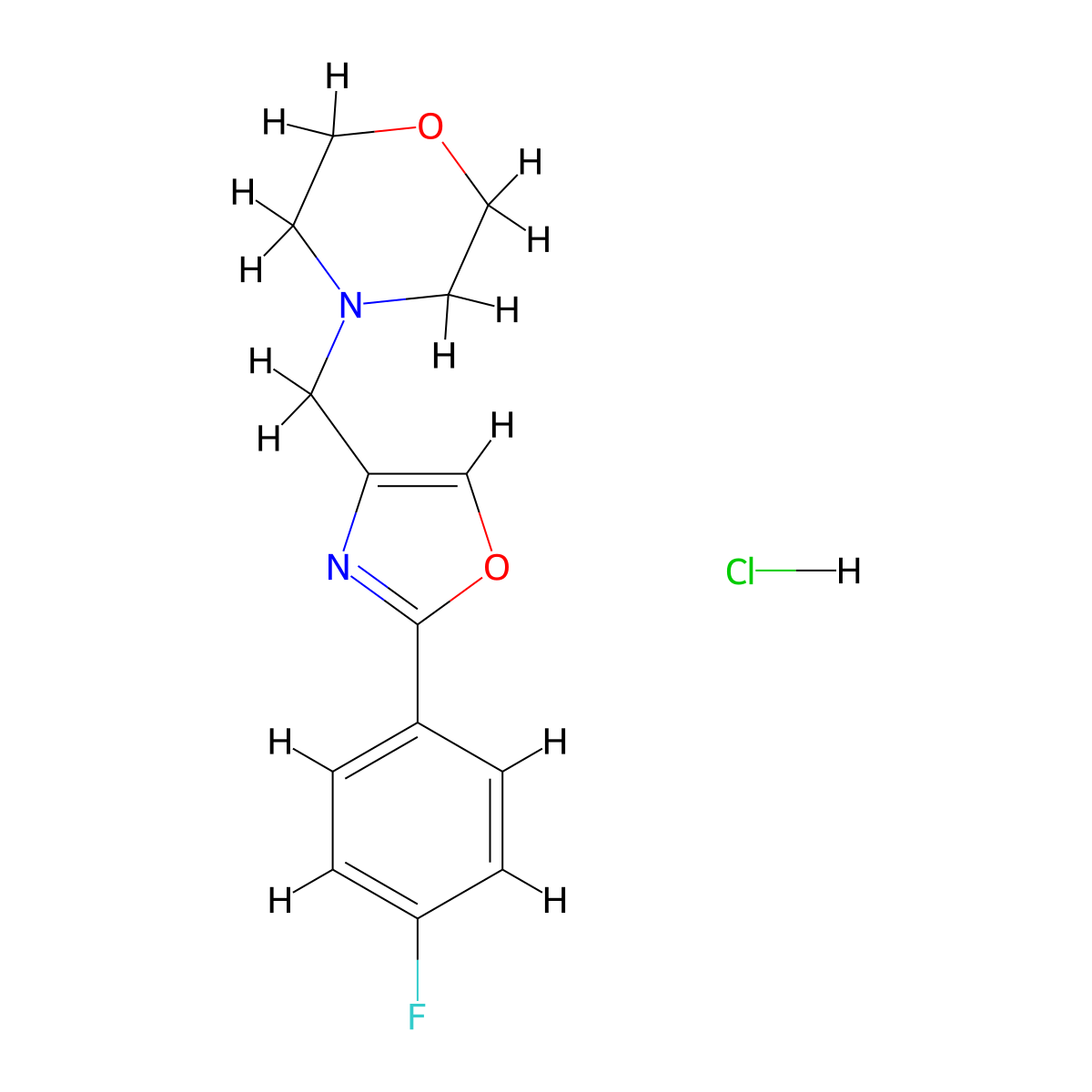 4-{[2-(4-Fluorophenyl)-1,3-oxazol-4-yl]methyl}morpholine molecular structure, CAS 2877667-02-0