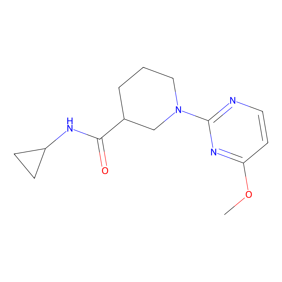 N-cyclopropyl-1-(4-methoxypyrimidin-2-yl)piperidine-3-carboxamide molecular structure, CAS 2877667-04-2