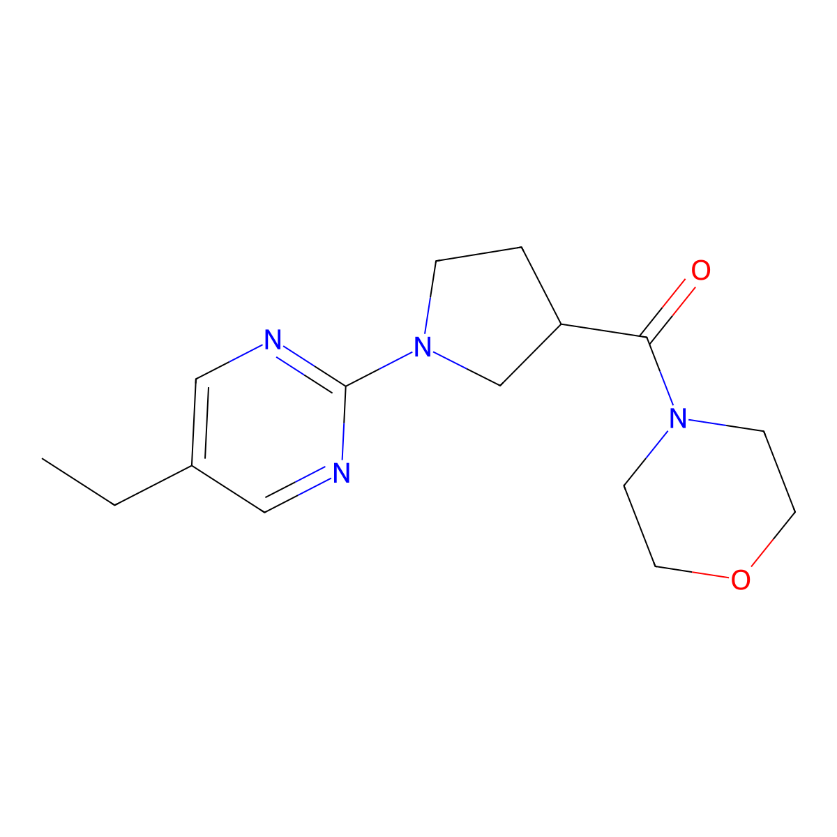 4-[1-(5-Ethylpyrimidin-2-yl)pyrrolidine-3-carbonyl]morpholine molecular structure, CAS 2877667-08-6