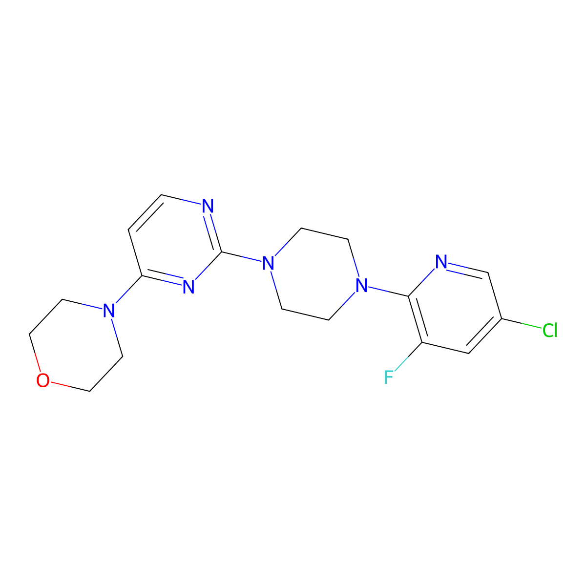 4-{2-[4-(5-Chloro-3-fluoropyridin-2-yl)piperazin-1-yl]pyrimidin-4-yl}morpholine molecular structure, CAS 2877667-14-4