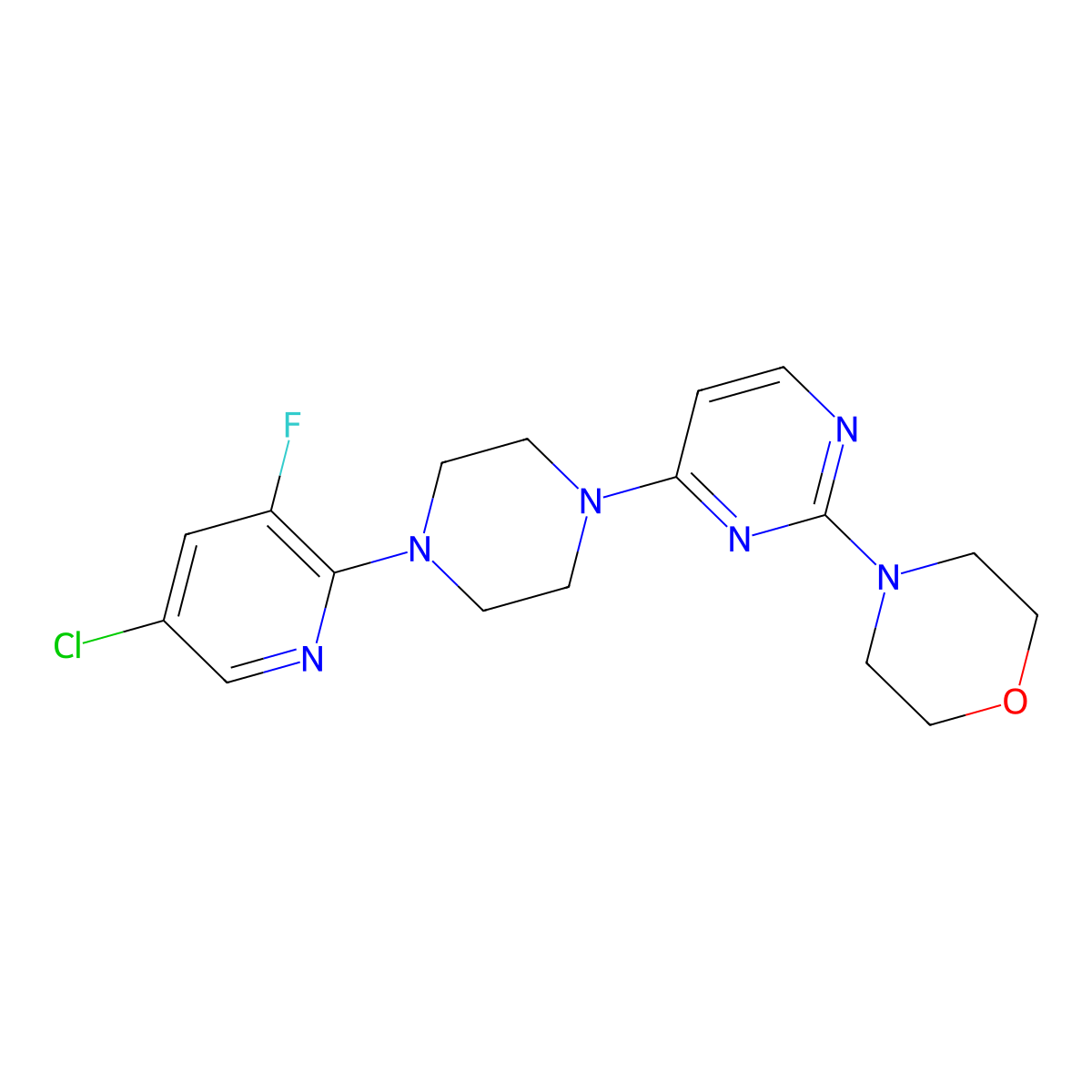 4-{4-[4-(5-Chloro-3-fluoropyridin-2-yl)piperazin-1-yl]pyrimidin-2-yl}morpholine molecular structure, CAS 2877667-19-9