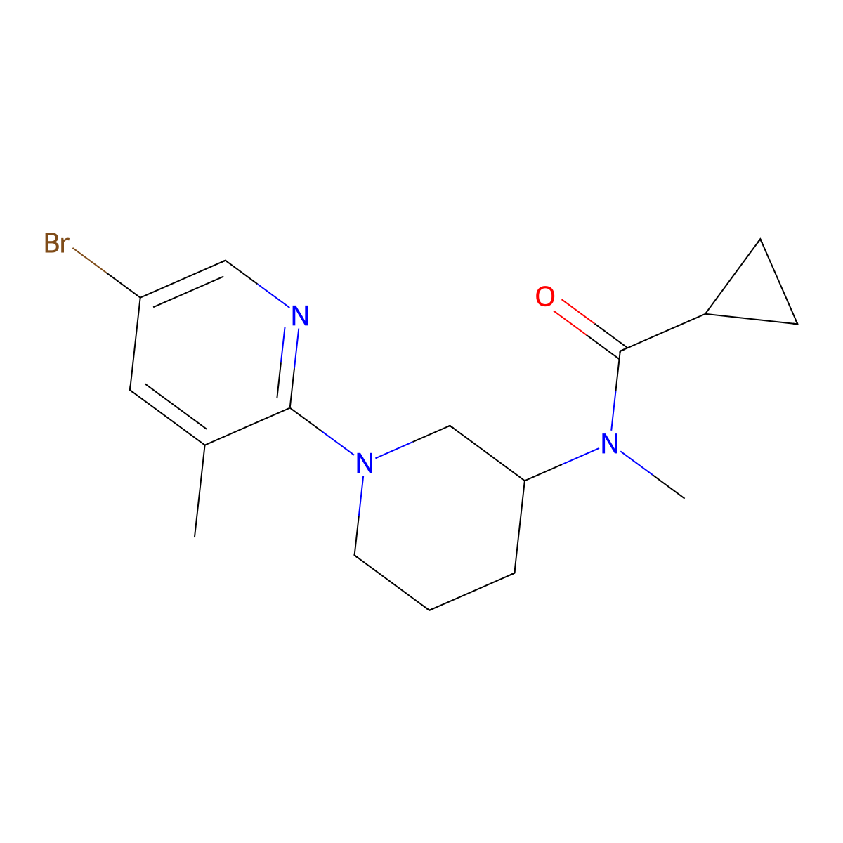 N-[1-(5-bromo-3-methylpyridin-2-yl)piperidin-3-yl]-N-methylcyclopropanecarboxamide molecular structure, CAS 2877667-21-3