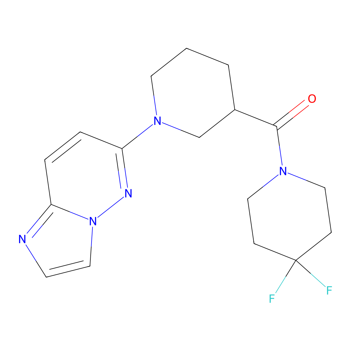 3-(4,4-Difluoropiperidine-1-carbonyl)-1-{imidazo[1,2-b]pyridazin-6-yl}piperidine molecular structure, CAS 2877667-25-7
