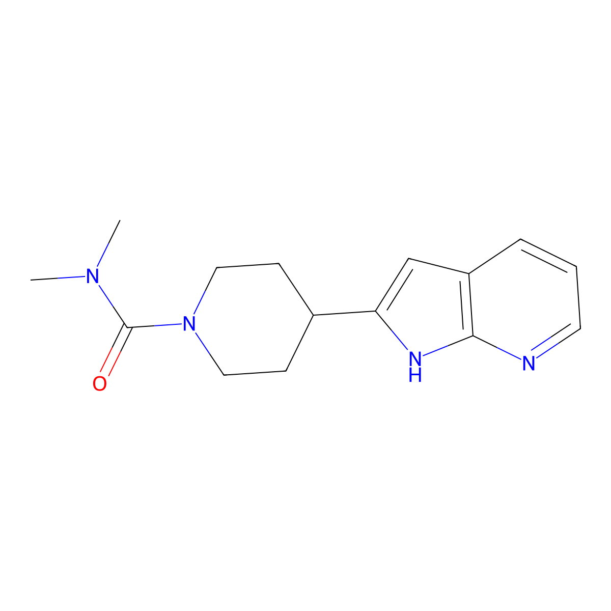 N,N-dimethyl-4-{1H-pyrrolo[2,3-b]pyridin-2-yl}piperidine-1-carboxamide molecular structure, CAS 2877667-28-0