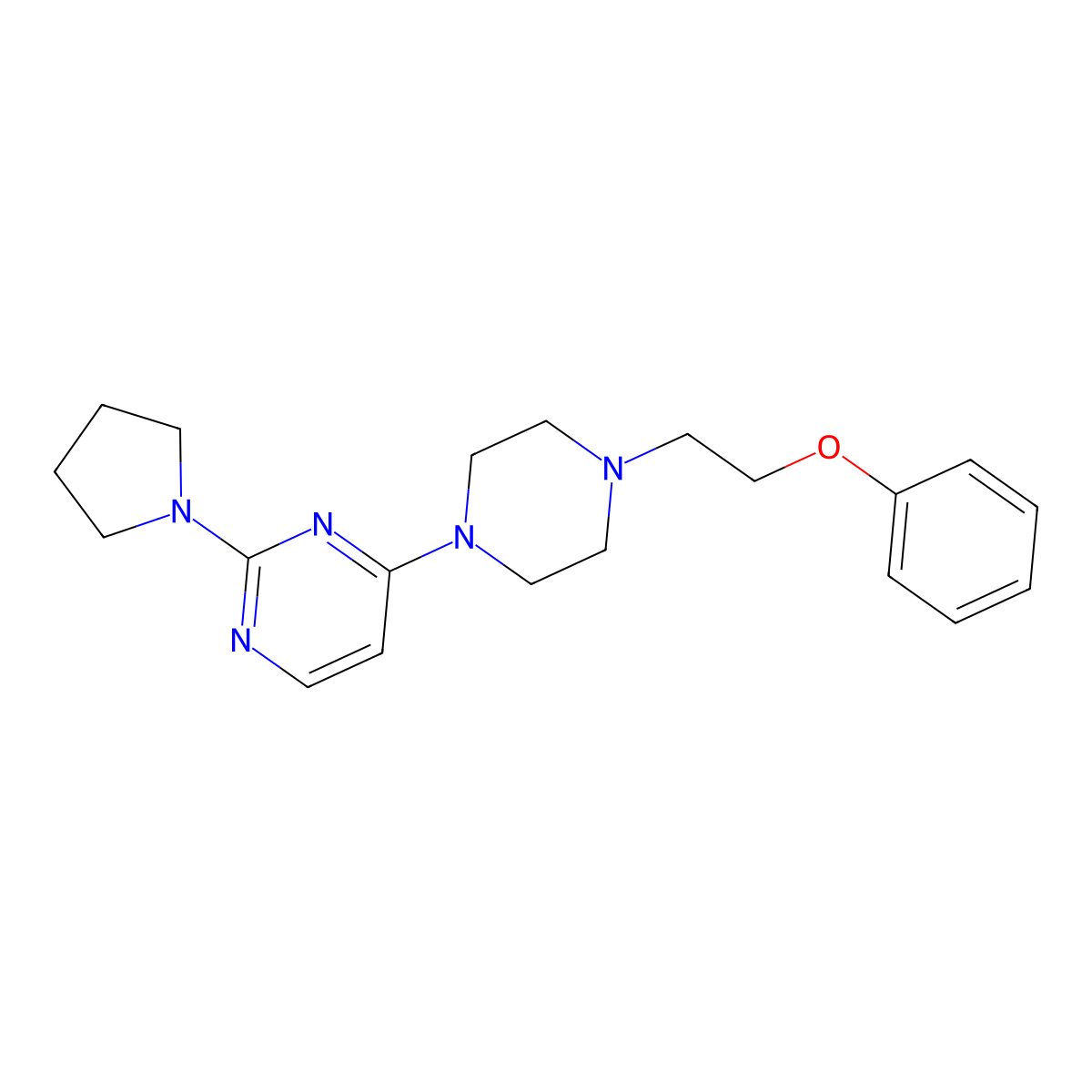 4-[4-(2-Phenoxyethyl)piperazin-1-yl]-2-(pyrrolidin-1-yl)pyrimidine molecular structure, CAS 2877667-31-5