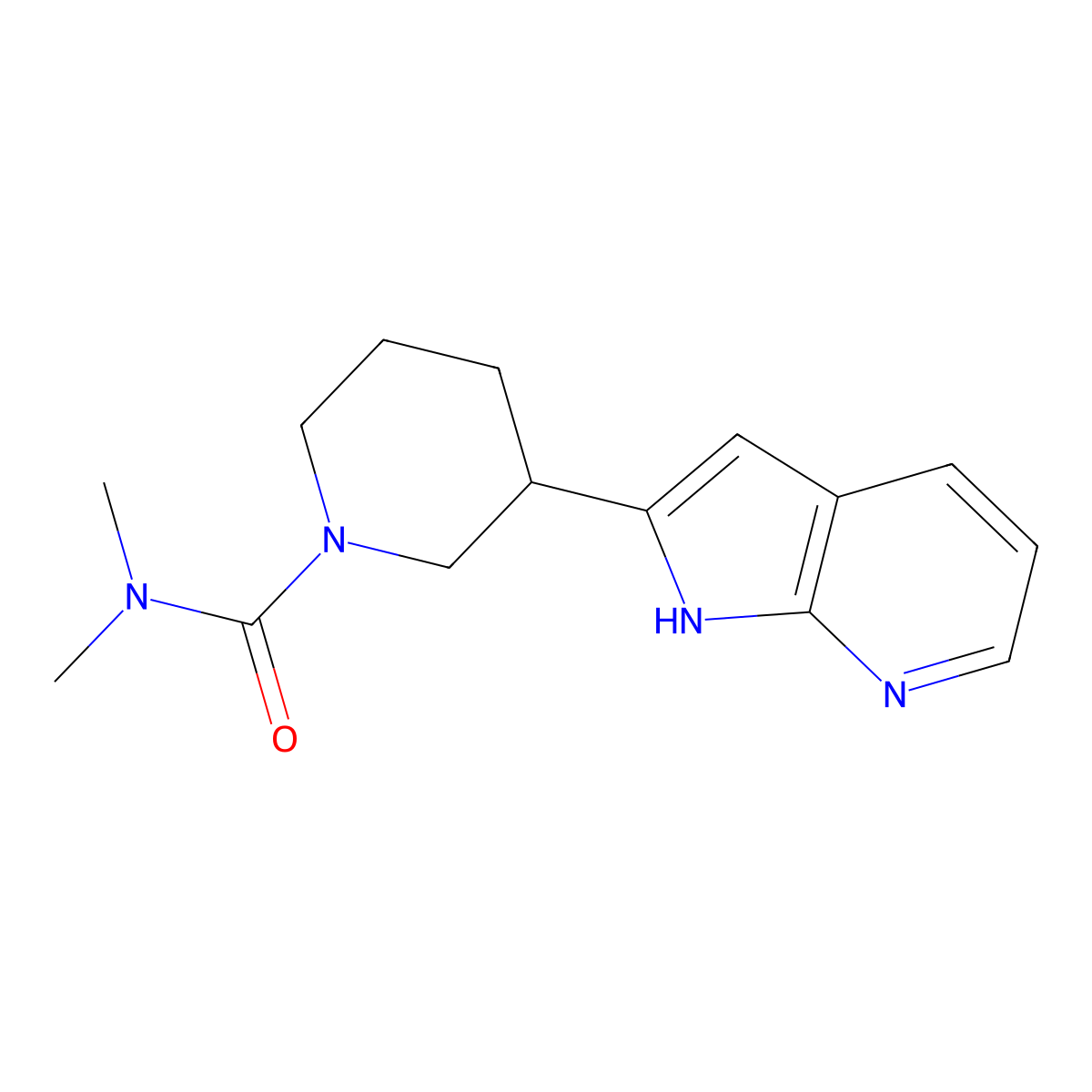 N,N-dimethyl-3-{1H-pyrrolo[2,3-b]pyridin-2-yl}piperidine-1-carboxamide molecular structure, CAS 2877667-33-7