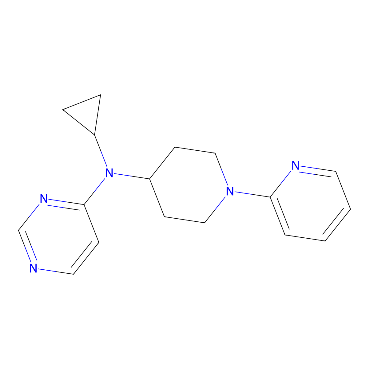 N-cyclopropyl-N-[1-(pyridin-2-yl)piperidin-4-yl]pyrimidin-4-amine molecular structure, CAS 2877667-38-2