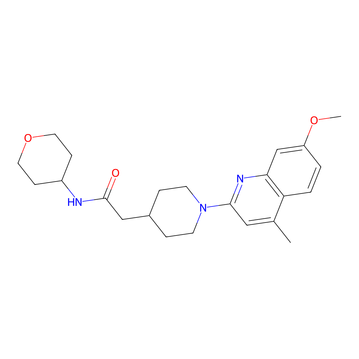 2-[1-(7-methoxy-4-methylquinolin-2-yl)piperidin-4-yl]-N-(oxan-4-yl)acetamide molecular structure, CAS 2877667-39-3