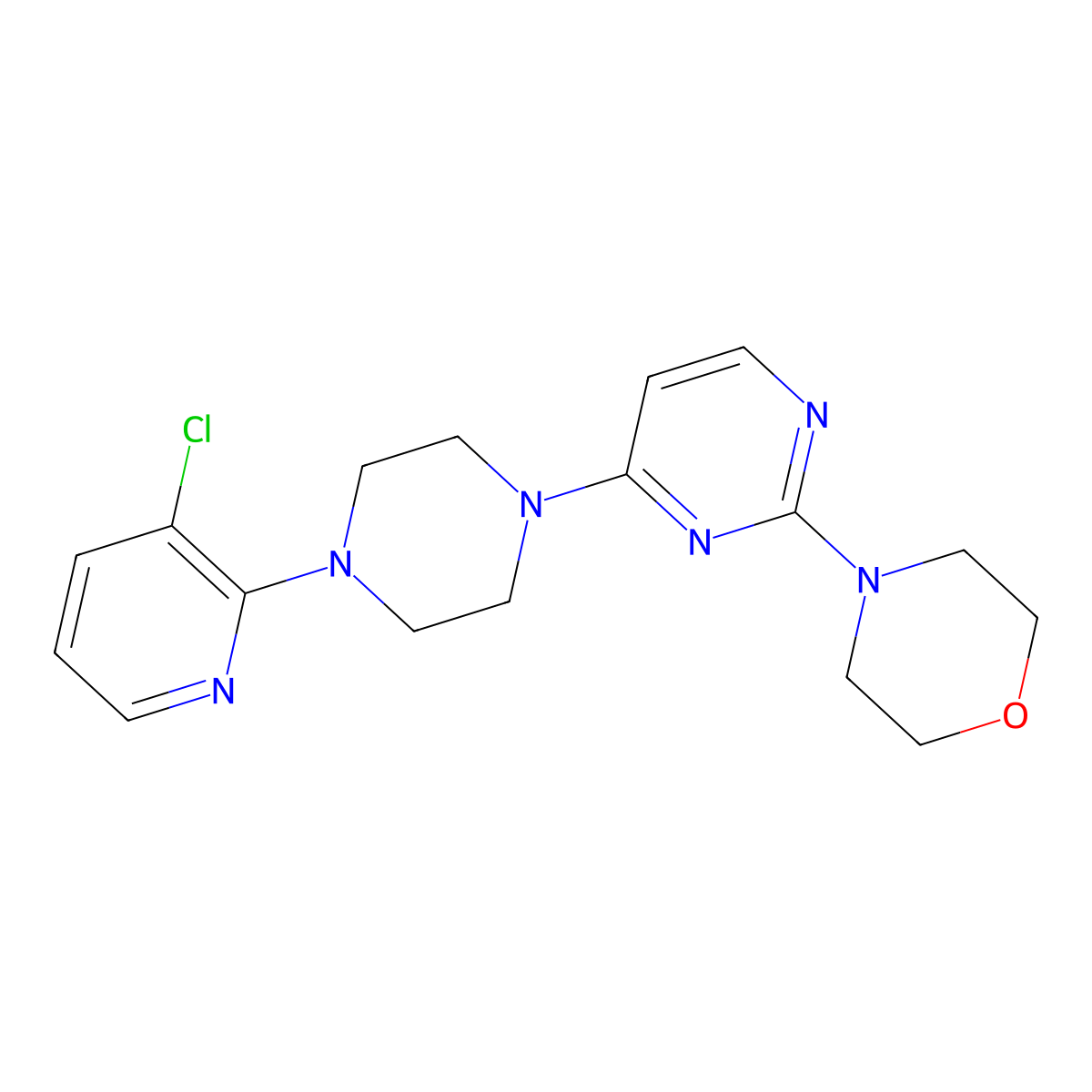 4-{4-[4-(3-Chloropyridin-2-yl)piperazin-1-yl]pyrimidin-2-yl}morpholine molecular structure, CAS 2877667-52-0