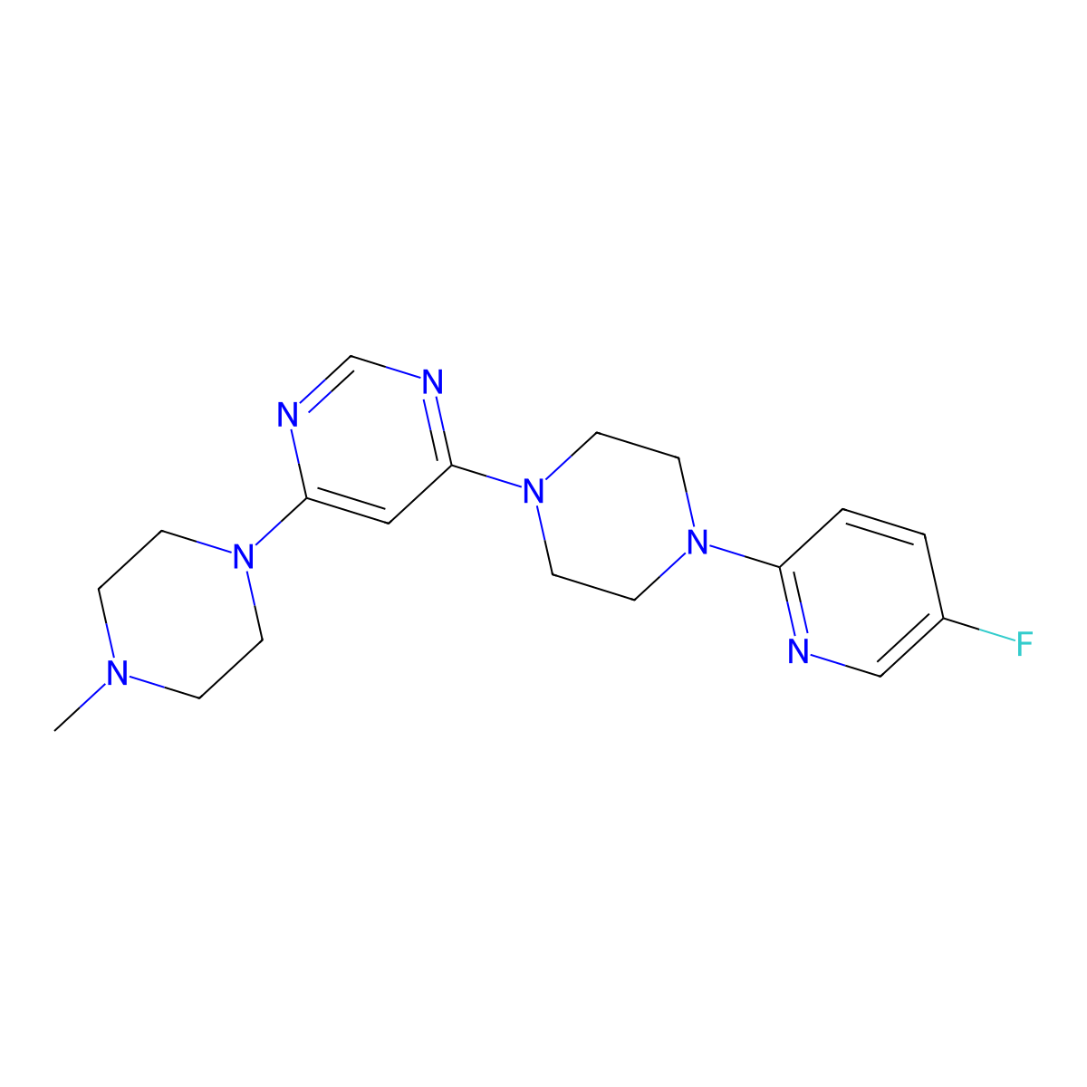 4-[4-(5-Fluoropyridin-2-yl)piperazin-1-yl]-6-(4-methylpiperazin-1-yl)pyrimidine molecular structure, CAS 2877667-55-3
