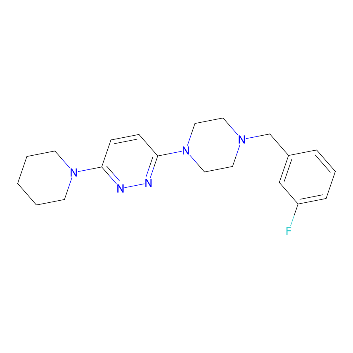 3-{4-[(3-Fluorophenyl)methyl]piperazin-1-yl}-6-(piperidin-1-yl)pyridazine molecular structure, CAS 2877667-61-1