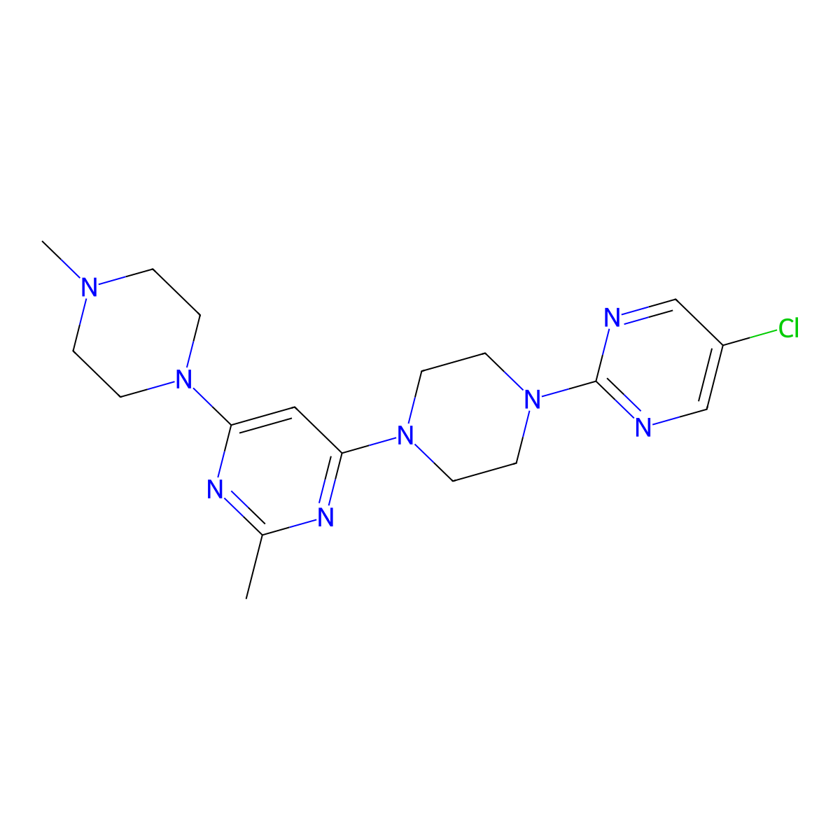 4-[4-(5-Chloropyrimidin-2-yl)piperazin-1-yl]-2-methyl-6-(4-methylpiperazin-1-yl)pyrimidine molecular structure, CAS 2877667-64-4