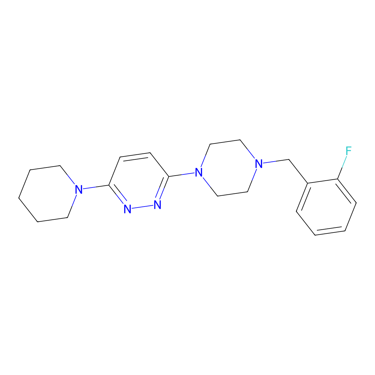 3-{4-[(2-Fluorophenyl)methyl]piperazin-1-yl}-6-(piperidin-1-yl)pyridazine molecular structure, CAS 2877667-69-9