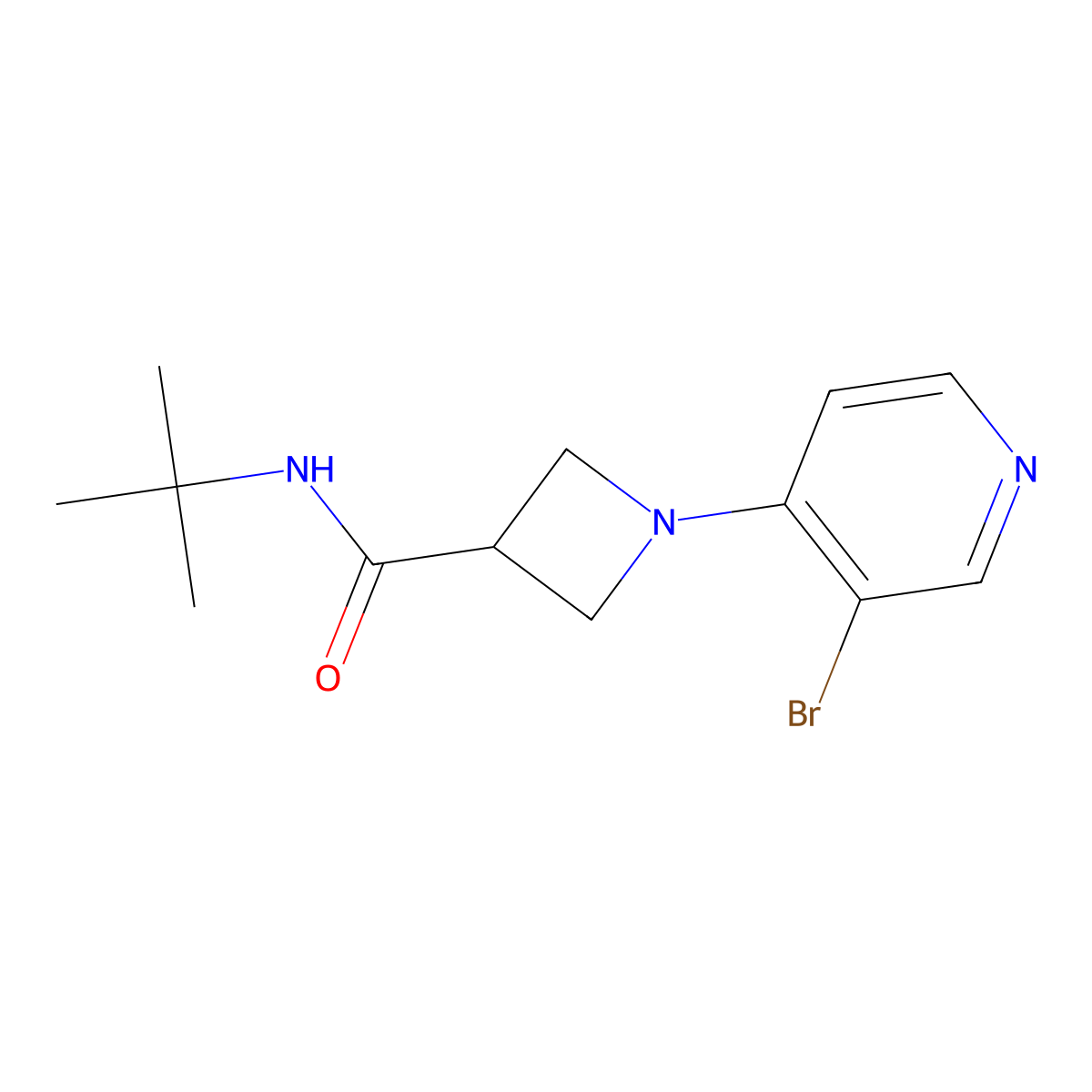 1-(3-bromopyridin-4-yl)-N-tert-butylazetidine-3-carboxamide molecular structure, CAS 2877667-74-6