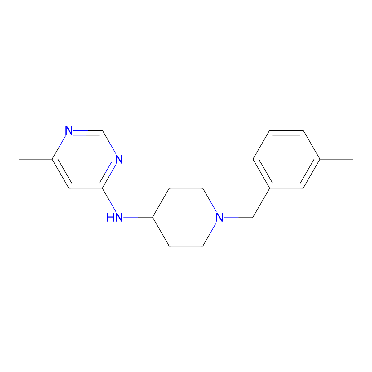 6-methyl-N-{1-[(3-methylphenyl)methyl]piperidin-4-yl}pyrimidin-4-amine molecular structure, CAS 2877667-78-0