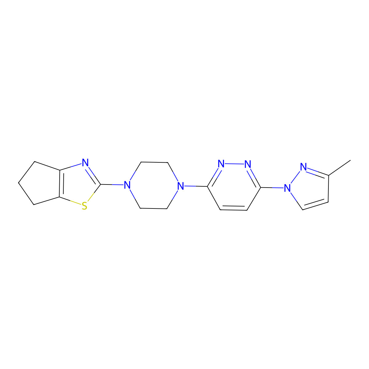 3-(4-{4H,5H,6H-cyclopenta[d][1,3]thiazol-2-yl}piperazin-1-yl)-6-(3-methyl-1H-pyrazol-1-yl)pyridazine molecular structure, CAS 2877667-81-5